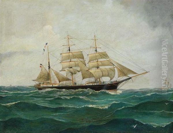 Flensburger Bark "peiho" Unter Kapitan Joh. Thomsen Oil Painting by Julius Gregersen