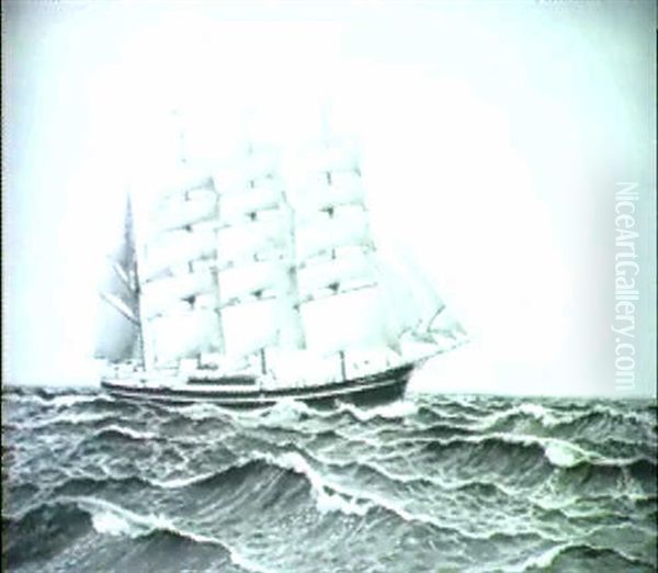 Segelschiffe Kommodre Johnsen Des Norddeutschen Lloyd Oil Painting by Julius Gregersen