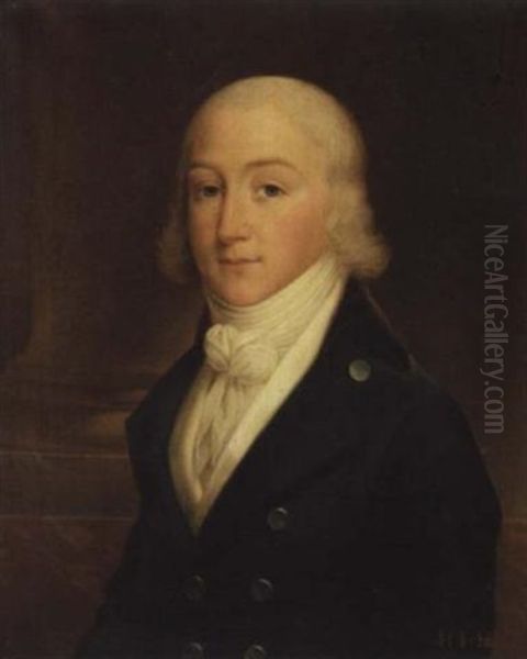 A Portrait Of Louis Charles D'orleans Wearing A Blue Frock Coat And A White Waist-coat Oil Painting by Albertus Jacob Frans Gregorius