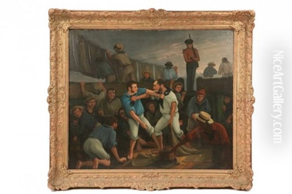 Impromptu Royal Navy Boxing Match Oil Painting by Charles Gregory