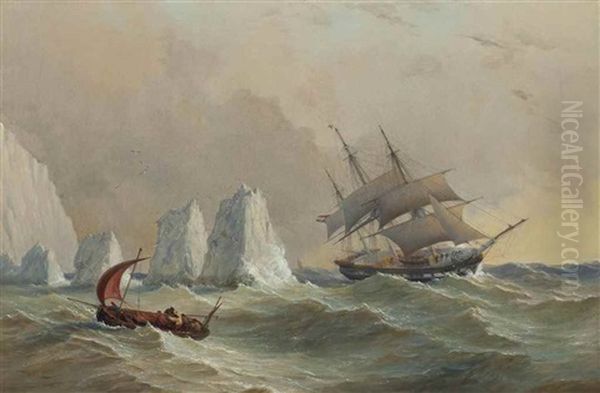 A Dutch Merchantman Passing The Needles Oil Painting by Charles Gregory