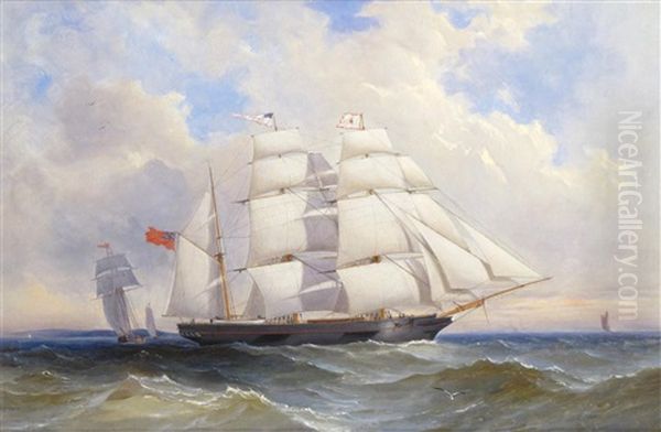 The Barque Cambrian Under Full Sail Oil Painting by Charles Gregory