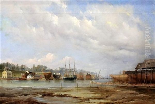 View Of Medina Dock, White's Ship Yard, Isle Of Wight by Charles Gregory