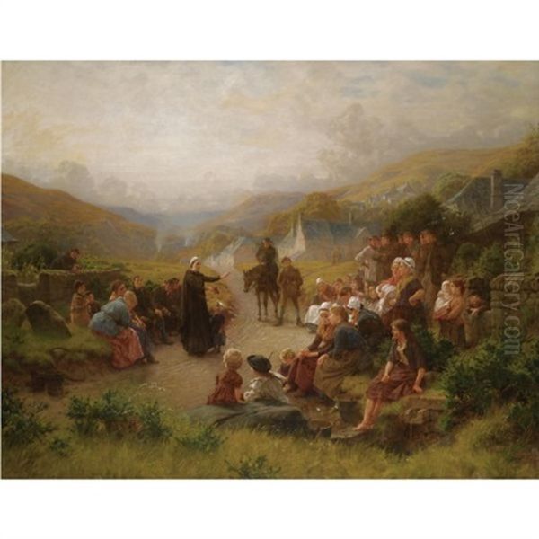 Dinah Morris Preaching In Stonyshire (a Scene From George Eliot's Adam Bede) Oil Painting by Charles Gregory