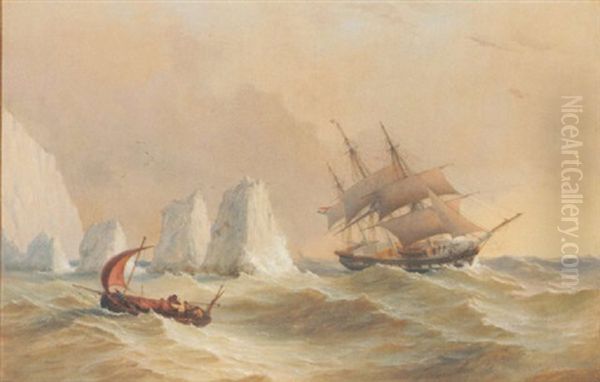 A Dutch Merchantman Rounding The Needles Oil Painting by Charles Gregory