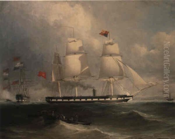 The Sultan Of Turkey Abdul-aziz At The Royal Navy Review, 17th July 1867 Oil Painting by Charles Gregory