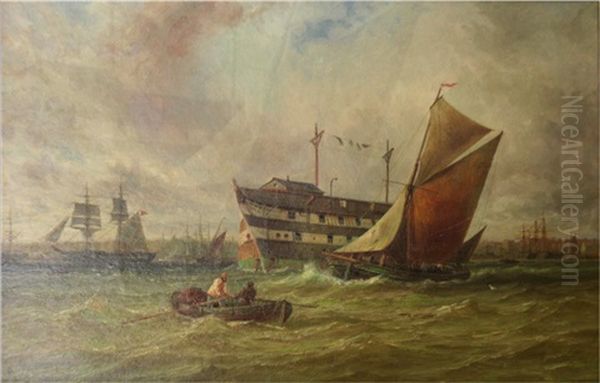 Vessels Offshore Oil Painting by George Gregory