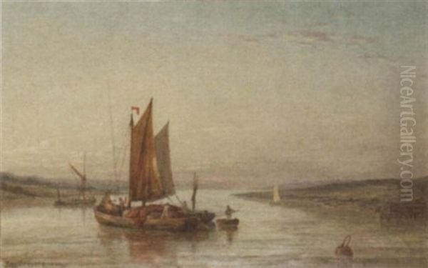 A Barge Setting Sail In The Medina River Oil Painting by George Gregory