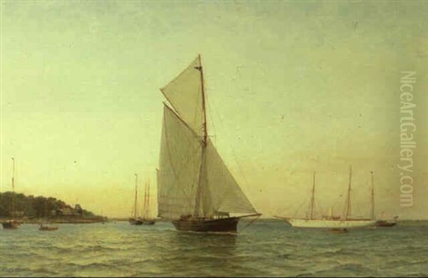 Racing Cutter With Other Yachts by George Gregory