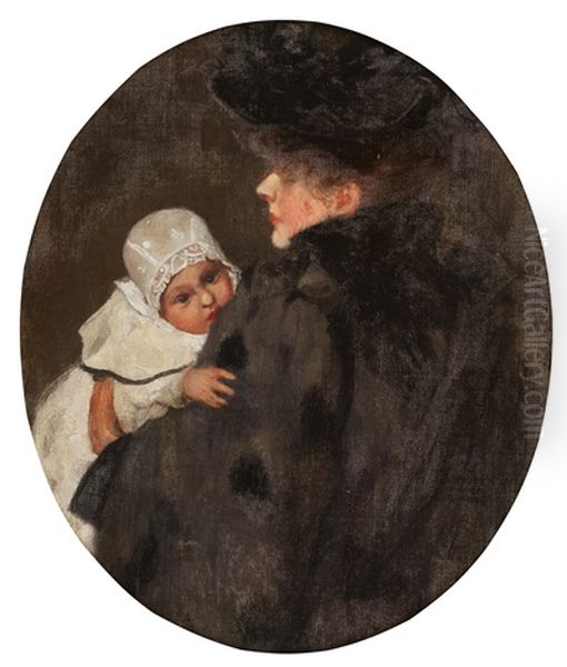 Portrait Of A Mother And Child Oil Painting by Maurice Greiffenhagen