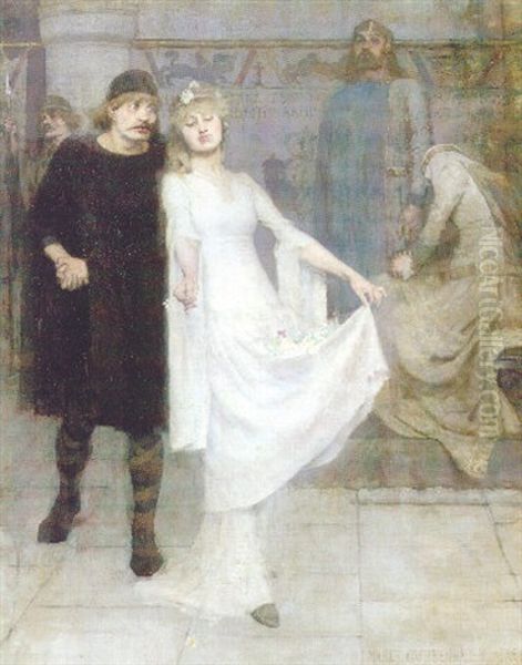 Ophelia And Laertes Oil Painting by Maurice Greiffenhagen