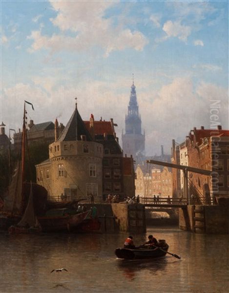 Vue A Amsterdam Oil Painting by Johan Conrad Greive