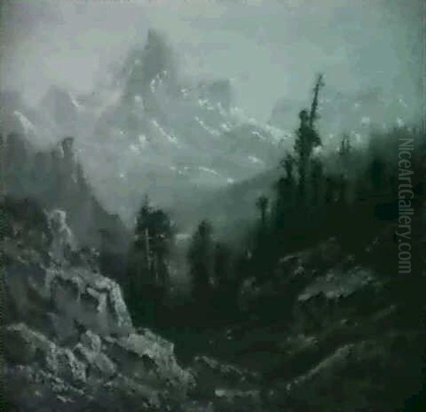 Mountain Landscape Oil Painting by Deidrich Henry Gremke