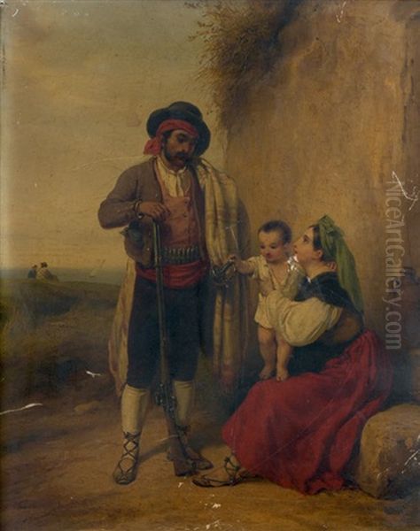 Bandit Italien Et Sa Famille Oil Painting by Francois Grenier de Saint Martin