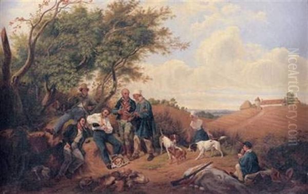 La Halte Des Chasseurs Oil Painting by Francois Grenier de Saint Martin