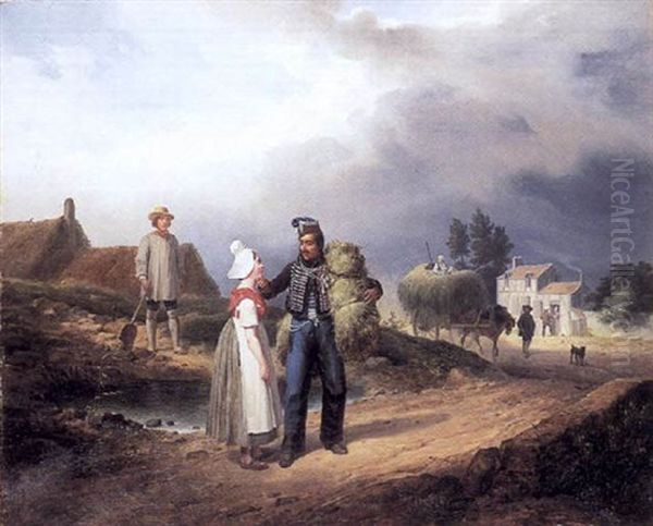 Le Depart Du Hussard Oil Painting by Francois Grenier de Saint Martin