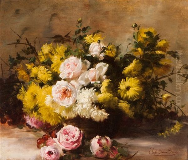 Still Life With Flowers Oil Painting by Josefa Greno