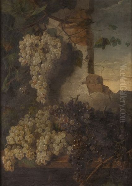 Natureza Morta Com Uvas E Ruinas Oil Painting by Josefa Greno