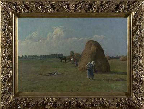 Heuernte Am Niederrhein Oil Painting by Hermann Bahner