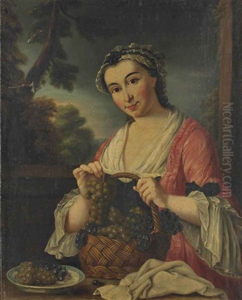 Une Cueilleuse De Raisin Oil Painting by Gabriel (Gaspard) Gresly