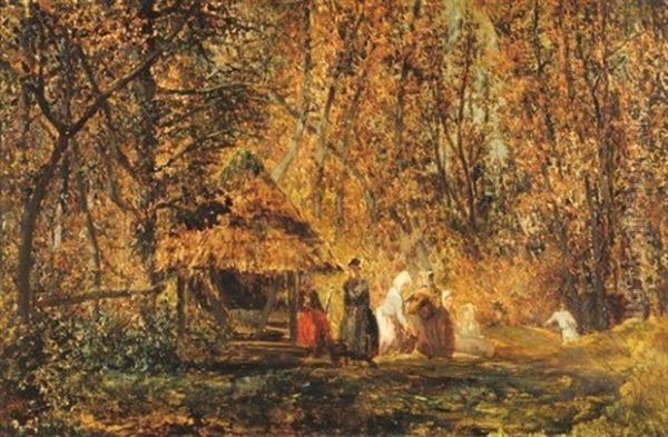 Paysannes Dans Une Clairiere Oil Painting by Prosper-Joseph Gresy