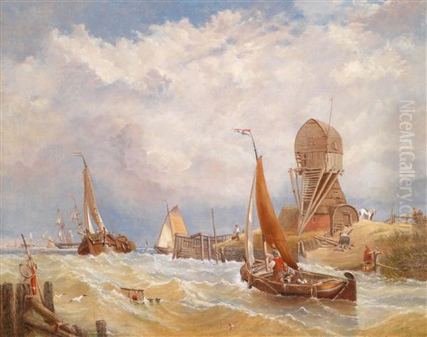 Segelboote An Der Kuste Oil Painting by Carlos Grethe