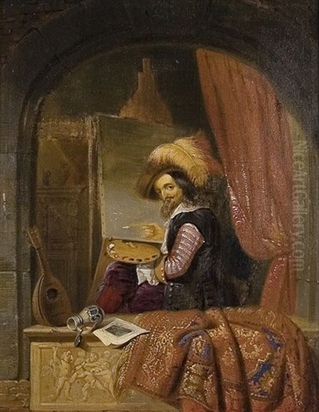 The Painter In His Studio Oil Painting by Gijsbertus Arnoldus Gretser