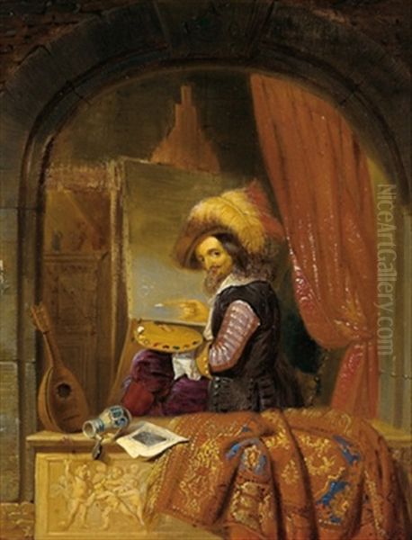 Der Kunstler Vor Der Staffelei Oil Painting by Gijsbertus Arnoldus Gretser