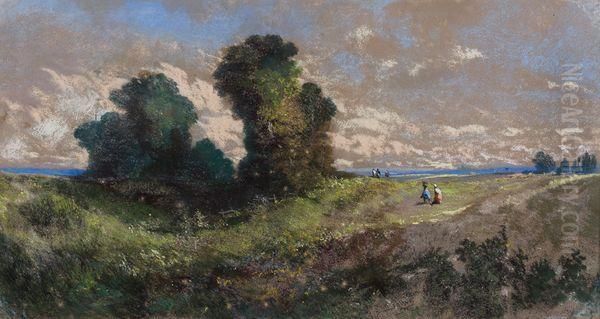 Paysage Anime D'elegantes Oil Painting by Louis Alfred Bahuet