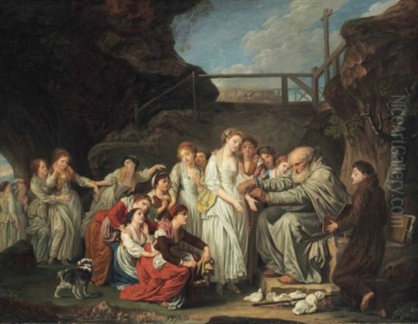 The Distributor Of Rosaries Oil Painting by Jean Baptiste Greuze