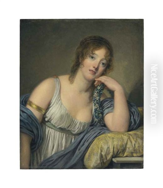 Portrait Of Jeanne Philiberte Ledoux (1767-1840), Half-length Oil Painting by Jean Baptiste Greuze