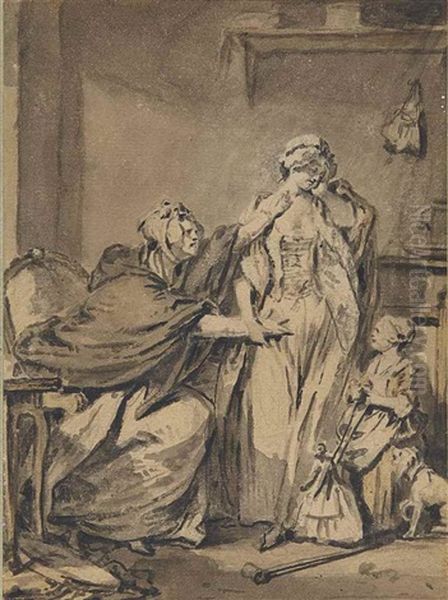 La Mere En Couroux Oil Painting by Jean Baptiste Greuze