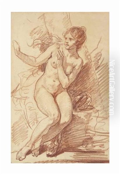 Femme Nue Assise Effrayee, Regardant Vers La Gauche Oil Painting by Jean Baptiste Greuze