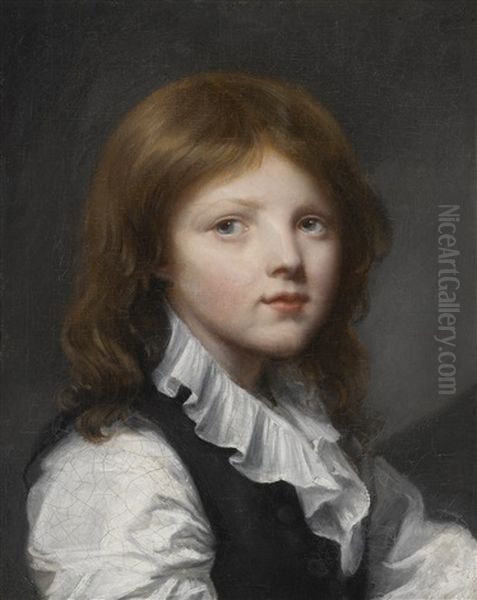 Portrait Of A Boy In A Black Waistcoat, Turned To The Right Oil Painting by Jean Baptiste Greuze