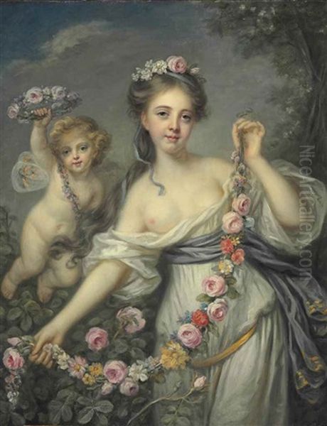 Flora And Zephyr Oil Painting by Jean Baptiste Greuze