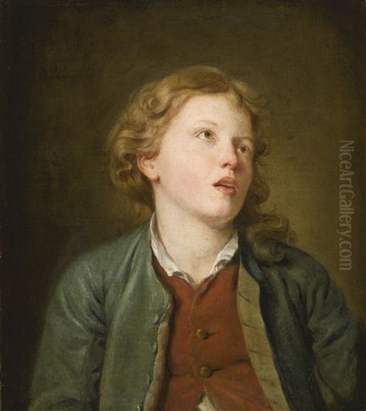 A Young Boy Looking Up Oil Painting by Jean Baptiste Greuze