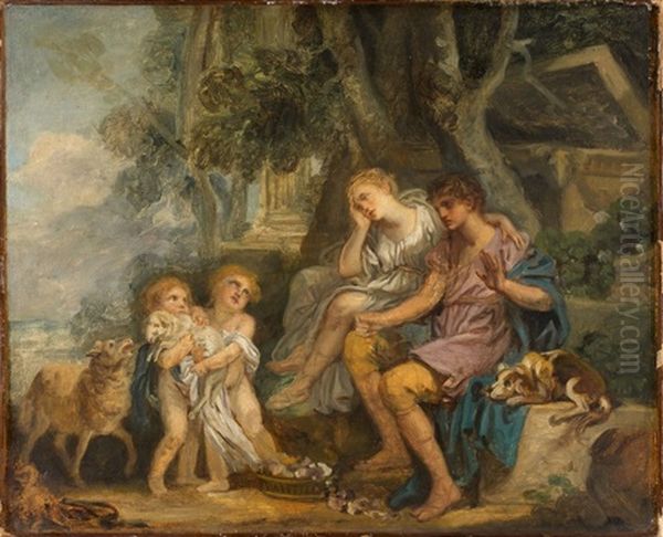 Un Premier Chagrin Oil Painting by Jean Baptiste Greuze