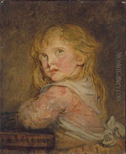 Portrait De Jeune Fille Attablee A Mi-corps Oil Painting by Jean Baptiste Greuze