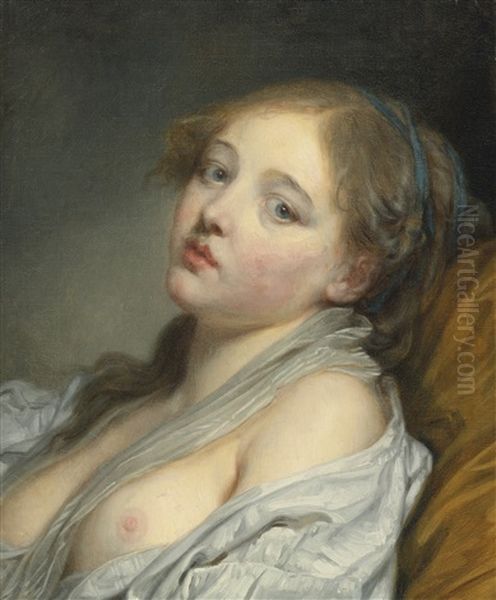 La Reveuse (bust Of Young Woman) Oil Painting by Jean Baptiste Greuze