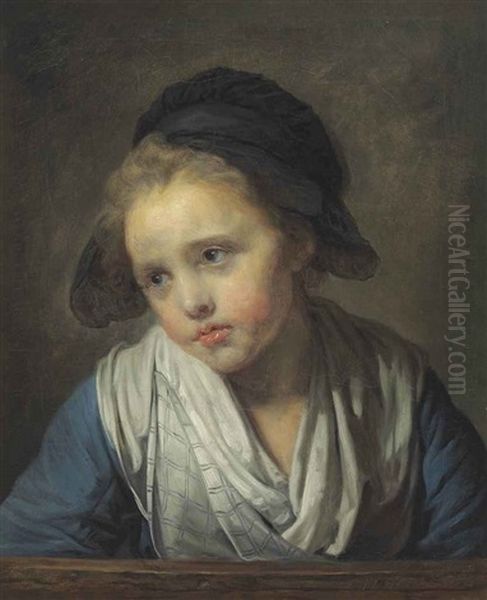 A Girl At A Parapet Oil Painting by Jean Baptiste Greuze