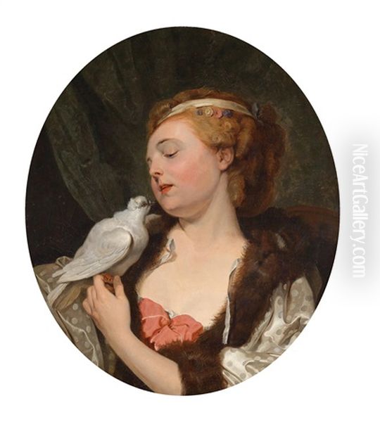 Junge Frau Mit Einer Taube Oil Painting by Jean Baptiste Greuze