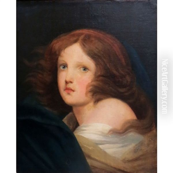 Girl With Blue Eyes Oil Painting by Jean Baptiste Greuze