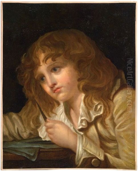 Le Petit Mathematicien Oil Painting by Jean Baptiste Greuze