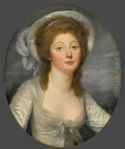 Portrait Of A Young Woman, Called Mademoiselle Montredon Oil Painting by Jean Baptiste Greuze