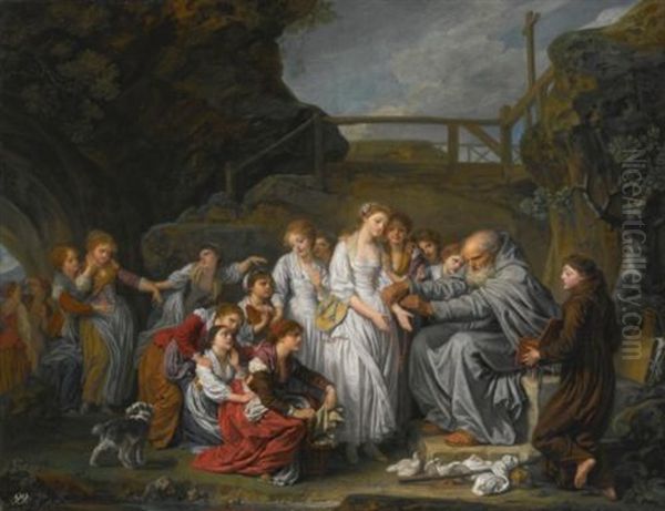 The Hermit, Or The Distributor Of Rosaries Oil Painting by Jean Baptiste Greuze