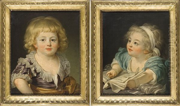 Ritratti Di Un Fanciullo E Di Una Bambina (pair) Oil Painting by Jean Baptiste Greuze