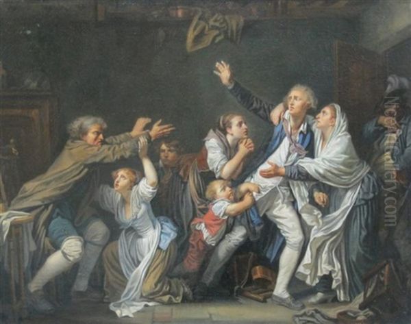 La Malediction Paternelle : Le Fils Ingrat (+ La Malediction Paternelle : Le Fils Puni; 2 Works) Oil Painting by Jean Baptiste Greuze