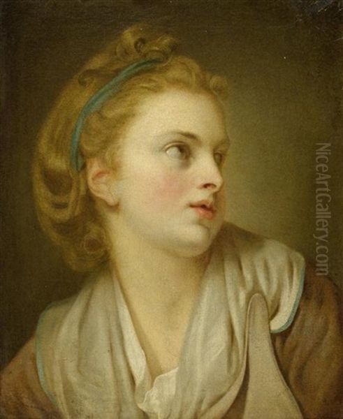 Junges Madchen Mit Grunem Haarband Oil Painting by Jean Baptiste Greuze