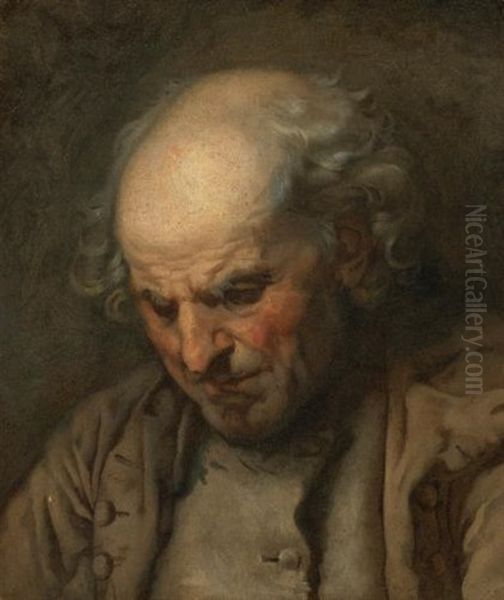 An Old Man, Head And Shoulders (study) Oil Painting by Jean Baptiste Greuze