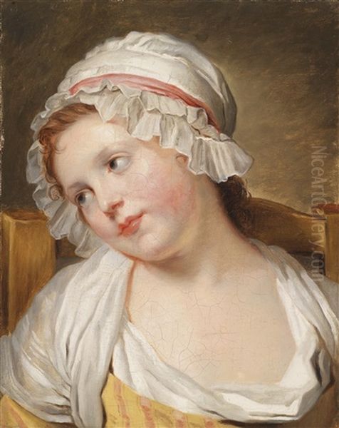 La Petite Soeur, Ein Nachdenkliches Junges Madchen Oil Painting by Jean Baptiste Greuze